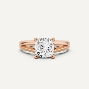 1 1/2 ctw Cushion Diamond Double Band Solitaire Engagement Ring