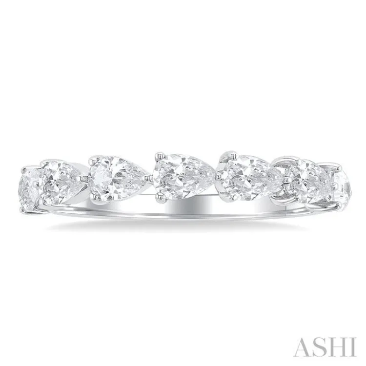 1 ctw East-West Pear Shape Diamond Fashion Ring in 14K White Gold