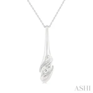 1/3 ctw Swirl Accent Elongated Teardrop Marquise Cut Diamond Fashion Pendant With Chain in 14K White Gold