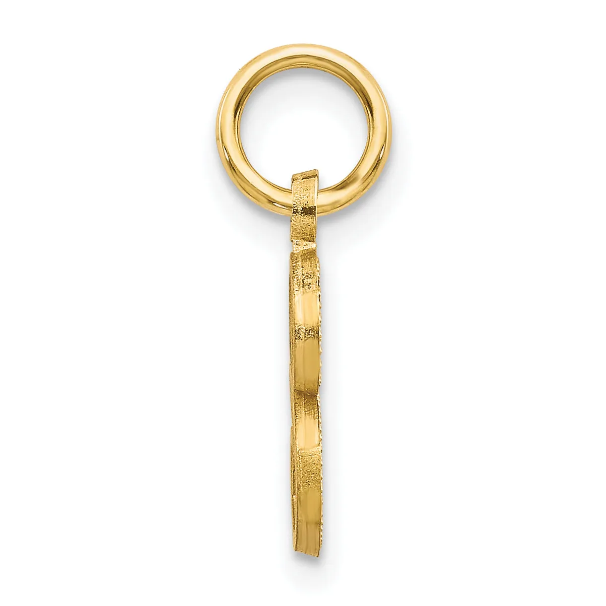 14K Gold Diamond-Cut Letter S Initial Charm Elegant Small Pendant