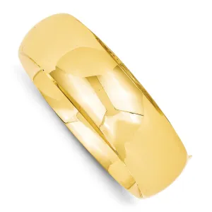 14K Gold Oversized Hinged Bangle Bracelet with Polished Finish
