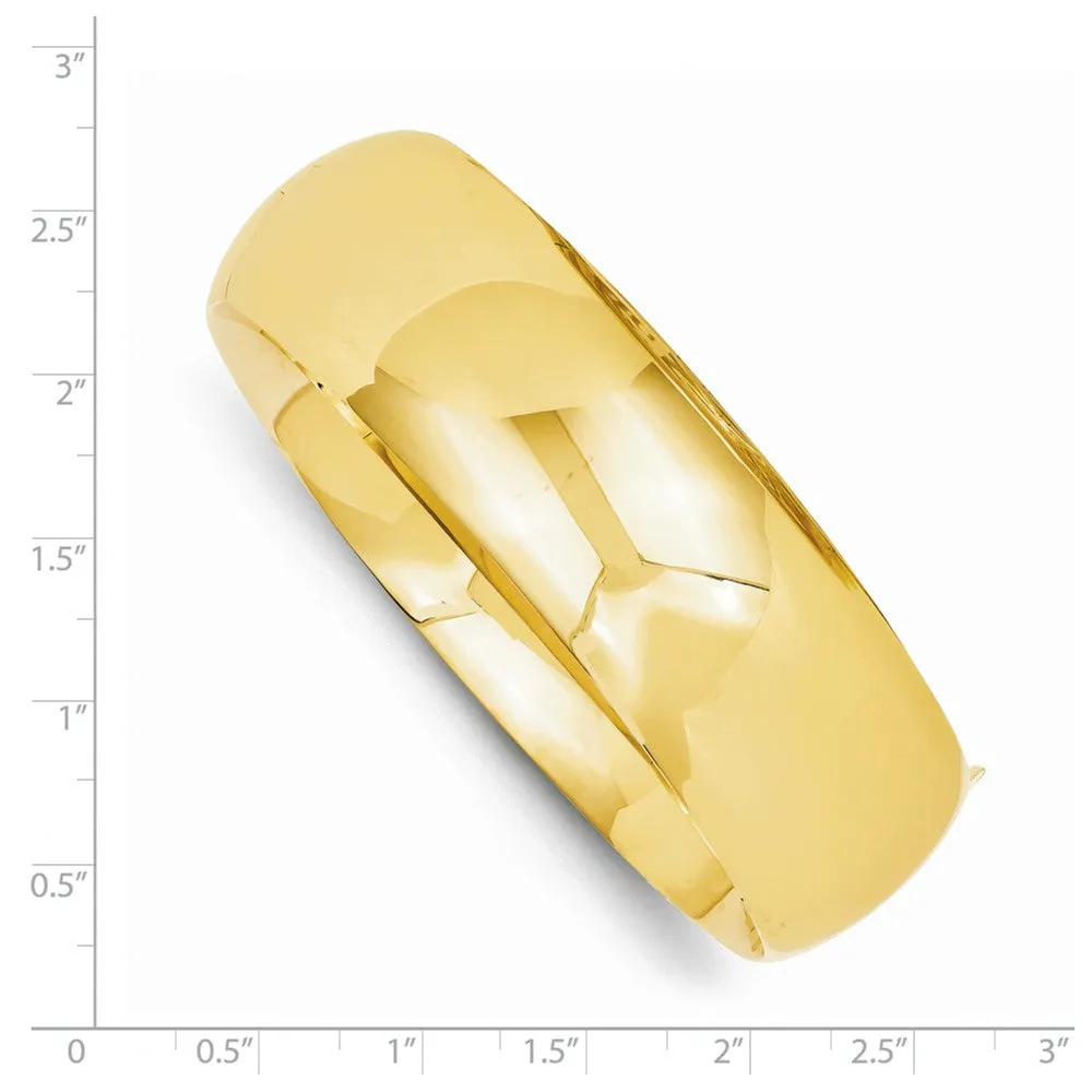 14K Gold Oversized Hinged Bangle Bracelet with Polished Finish