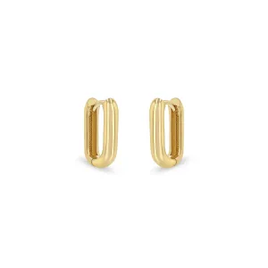 14k Gold Thick Medium Oval Hinge Hoops