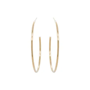 14k Gold Thick Wire Large Hoops