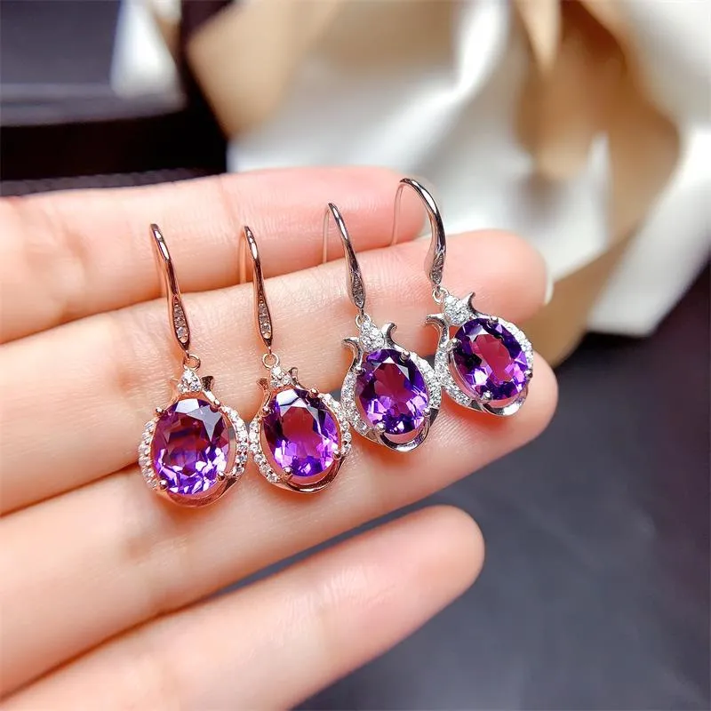 14K Rose Gold Jewelry Real Natural Amethyst Gemstone