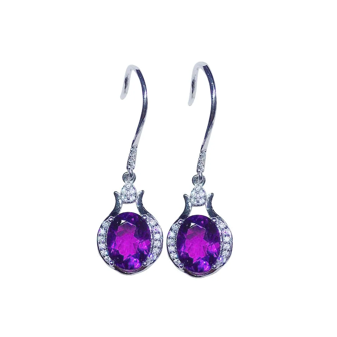 14K Rose Gold Jewelry Real Natural Amethyst Gemstone