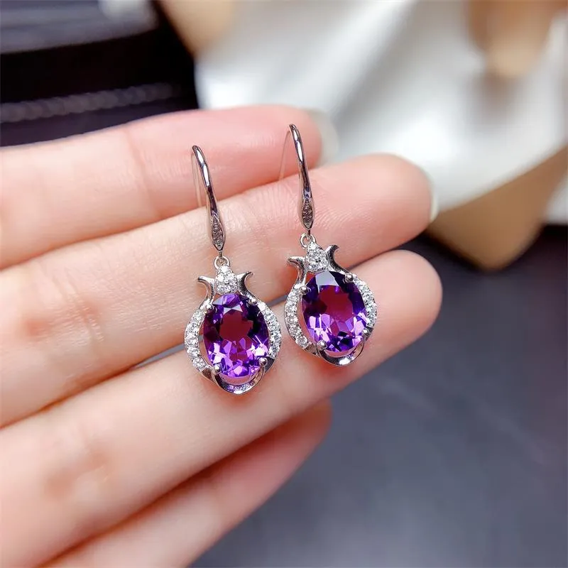 14K Rose Gold Jewelry Real Natural Amethyst Gemstone