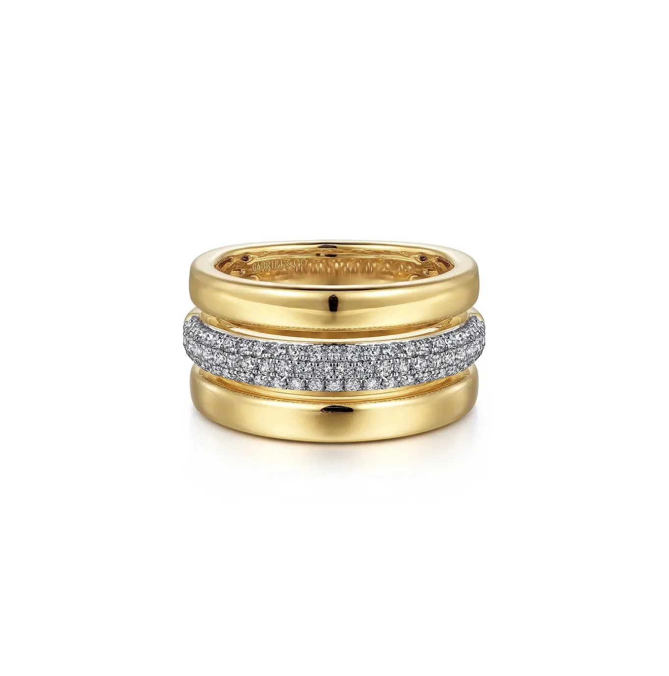 14KY Pave Diamond Wide Band Ring