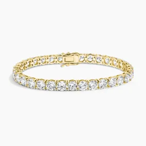 16ctw. Round Diamond Basket 4-prong Tennis Bracelet in 18K Yellow Gold, 6.75"