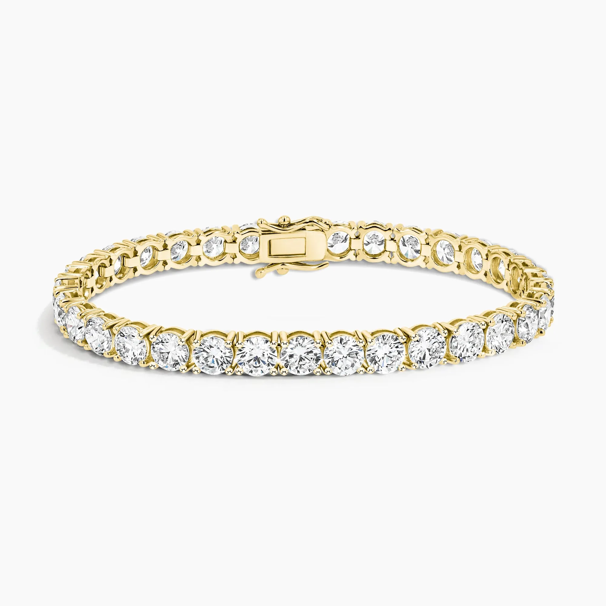 16ctw. Round Diamond Basket 4-prong Tennis Bracelet in 18K Yellow Gold, 6.75"