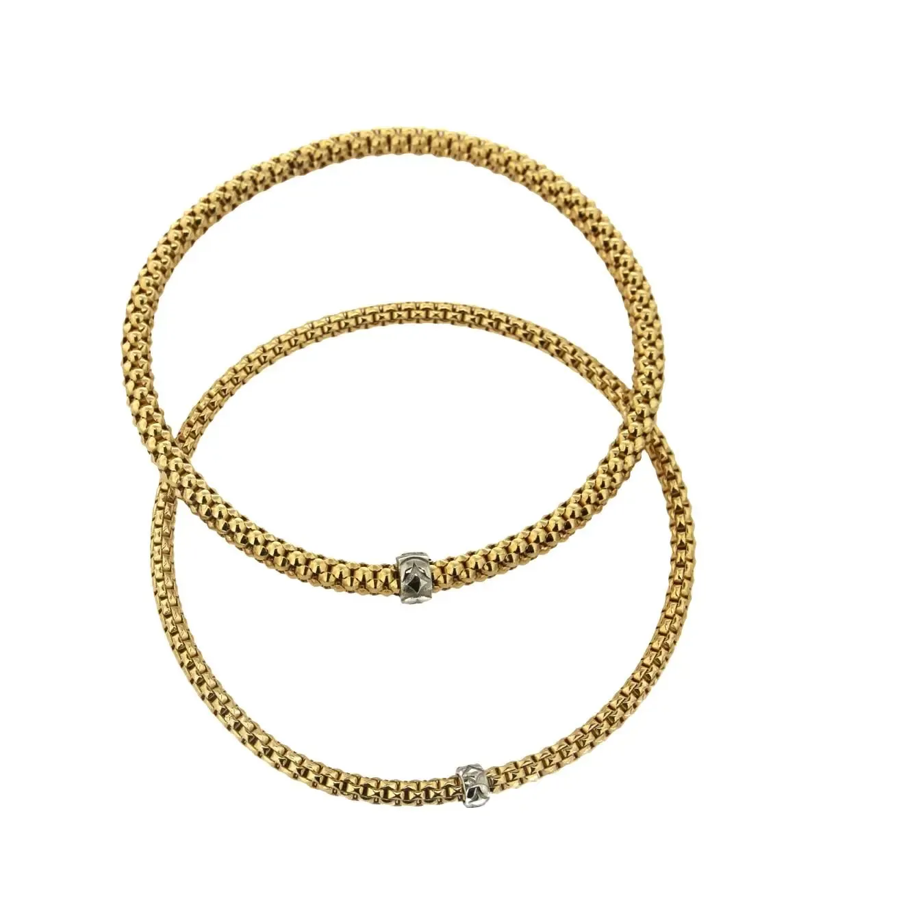 18k Solid Yellow Gold Elastic Popcorn Style Bracelet