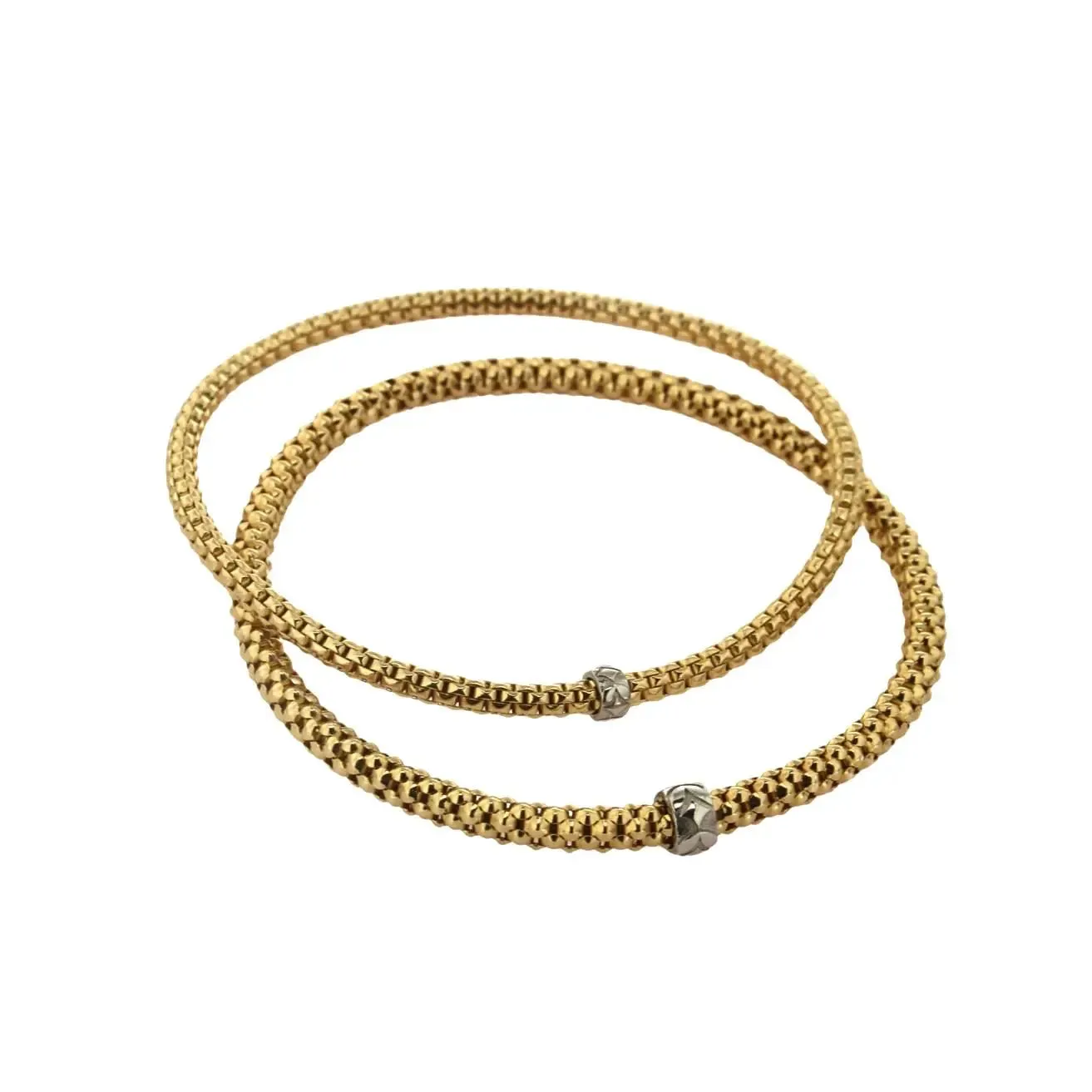 18k Solid Yellow Gold Elastic Popcorn Style Bracelet