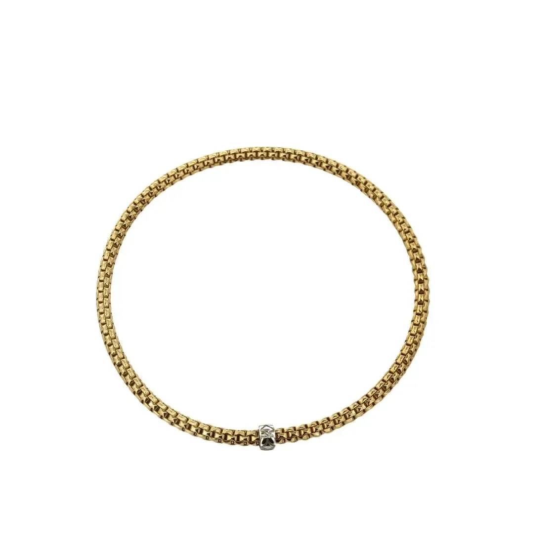 18k Solid Yellow Gold Elastic Popcorn Style Bracelet