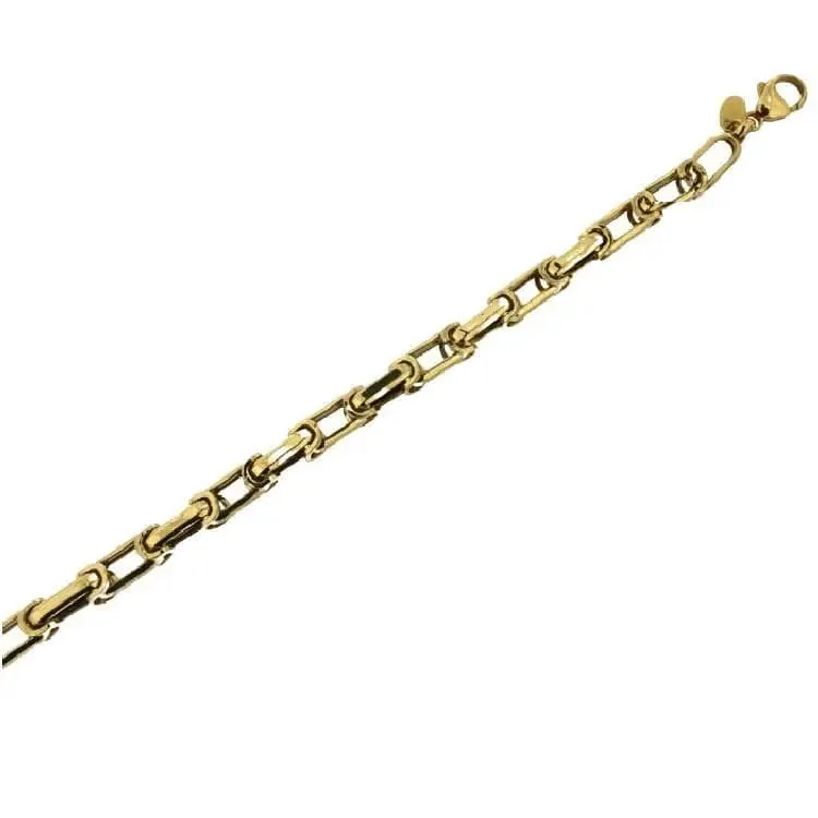 18K Solid Yellow Gold Open Modern Links Men Bracelet