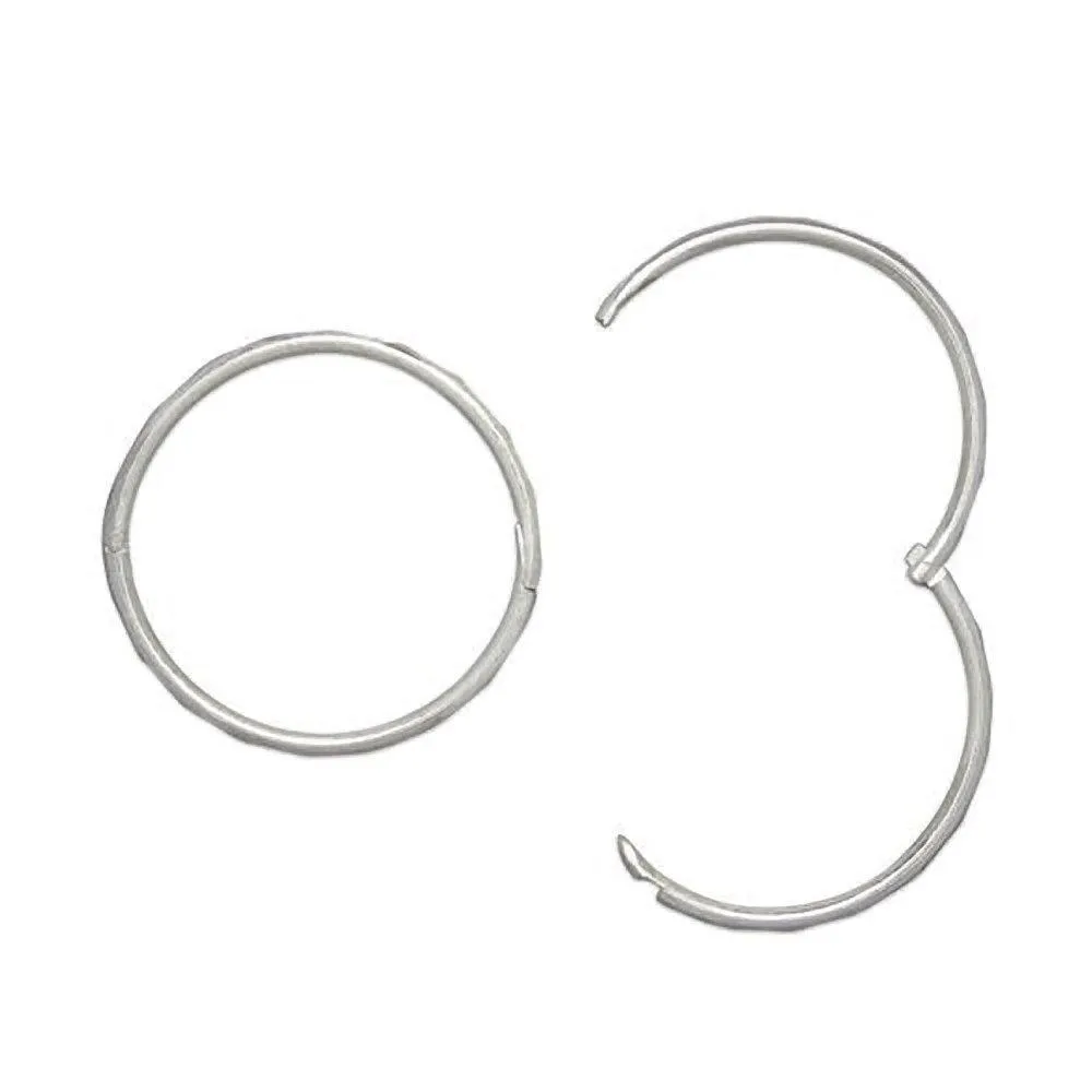 19MM Sterling Silver Square Edged Hoop Earrings - Hinged Hoops - Plain & Simple Faceted Hinged