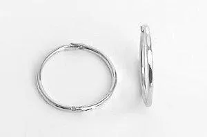 19MM Sterling Silver Square Edged Hoop Earrings - Hinged Hoops - Plain & Simple Faceted Hinged