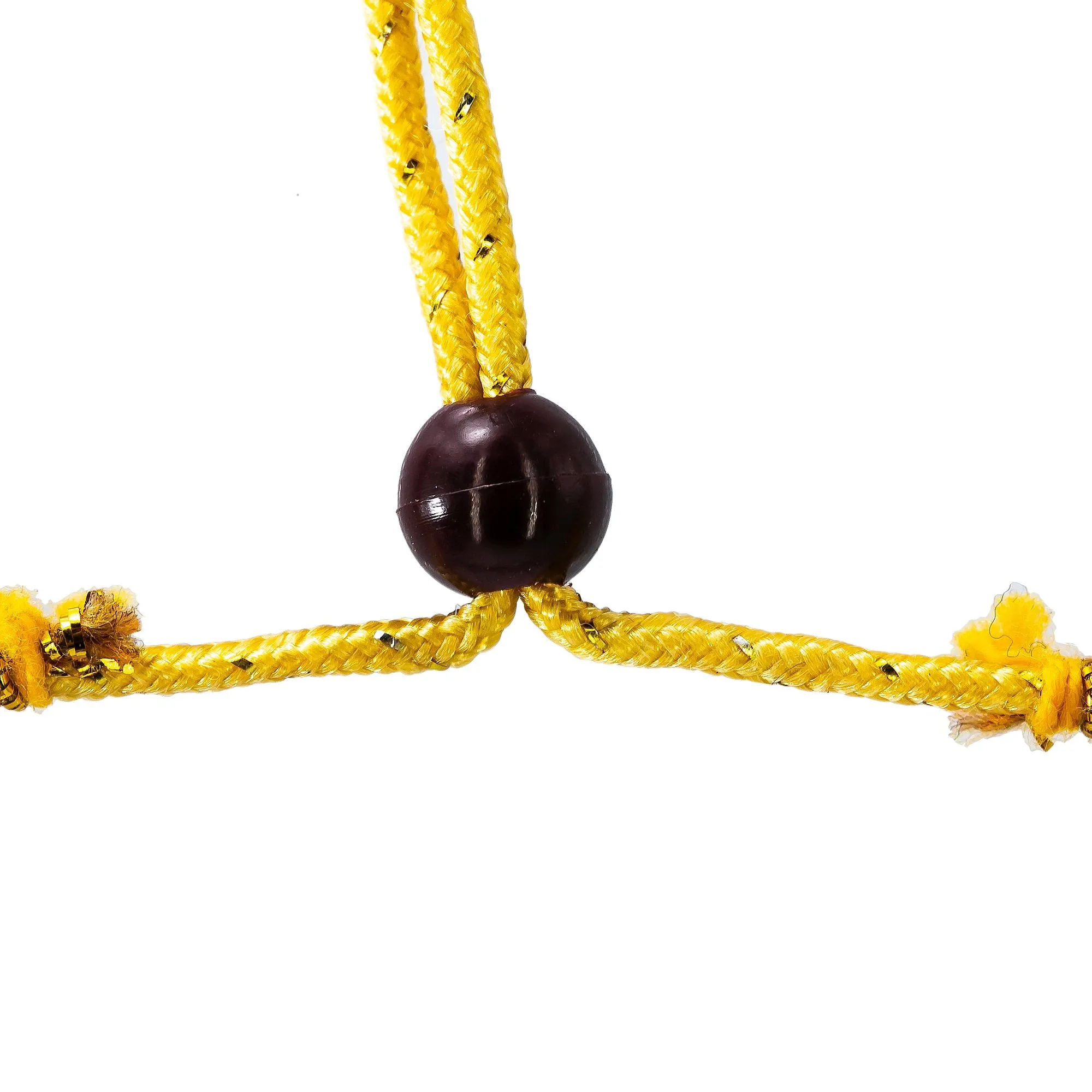22K Yellow Antique Gold Laxmi Necklace W/ Rubies, Emeralds, Pearls, Split Double Strand & Adjustable Drawstring Closure