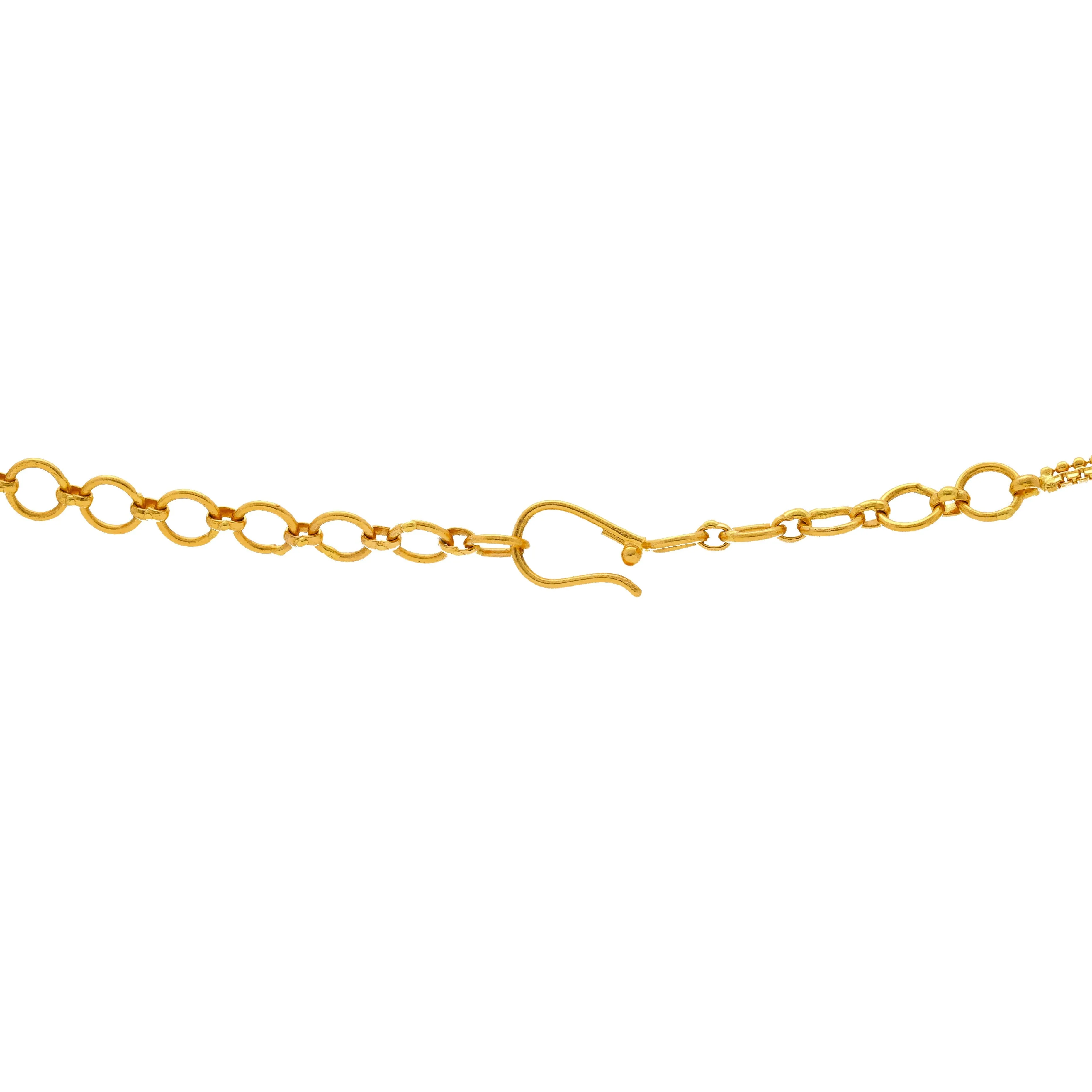 22K Yellow Gold Meenakari Necklace & Earrings Set W/ Jhumki Drop Accents
