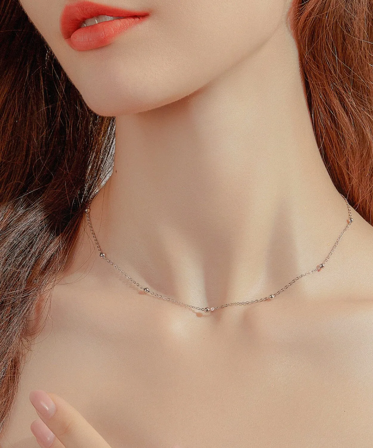 24K White Gold Satellite Chain Necklace - 1mm