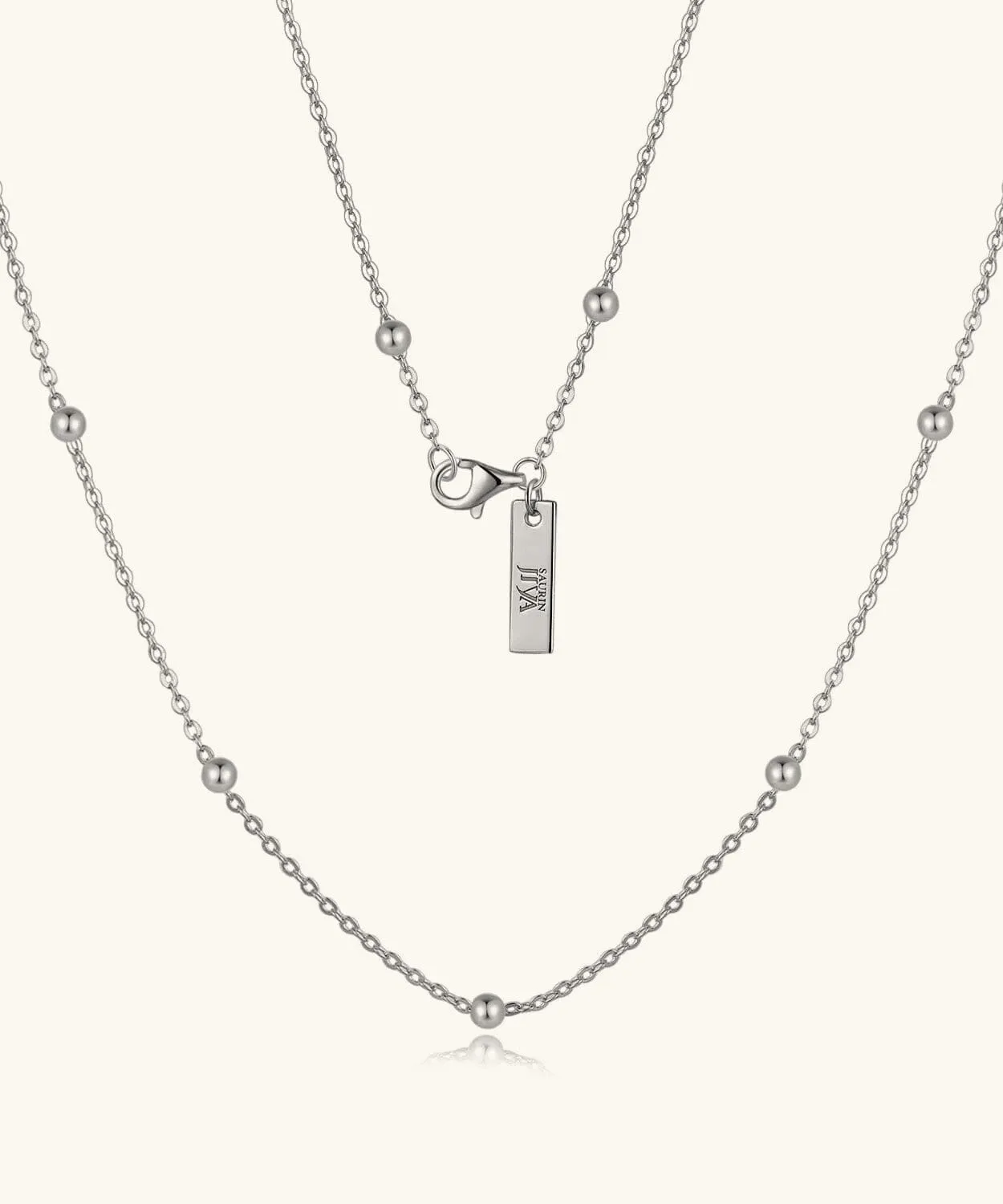 24K White Gold Satellite Chain Necklace - 1mm