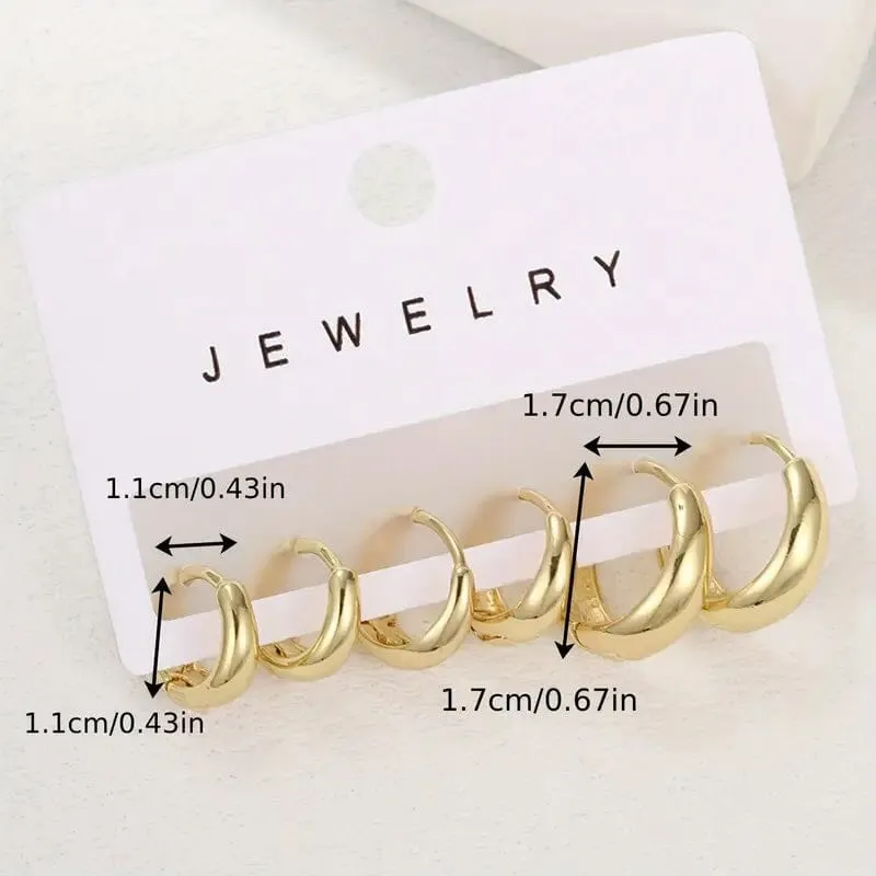 3-Pairs: Stylish and Simple Copper Earrings