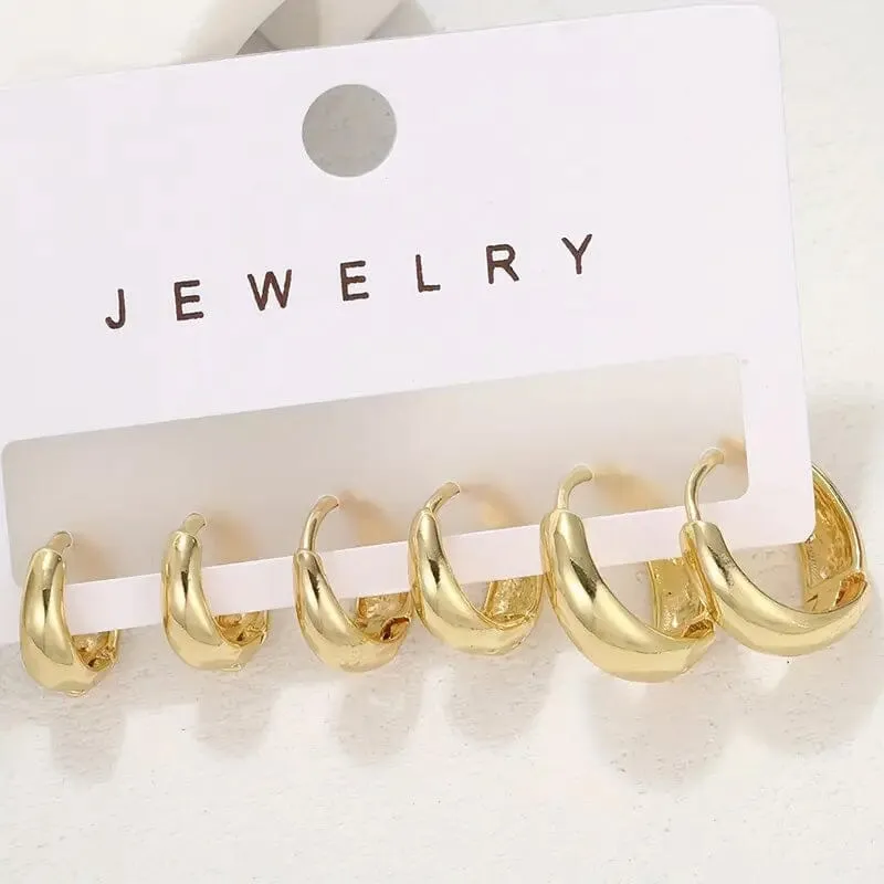 3-Pairs: Stylish and Simple Copper Earrings