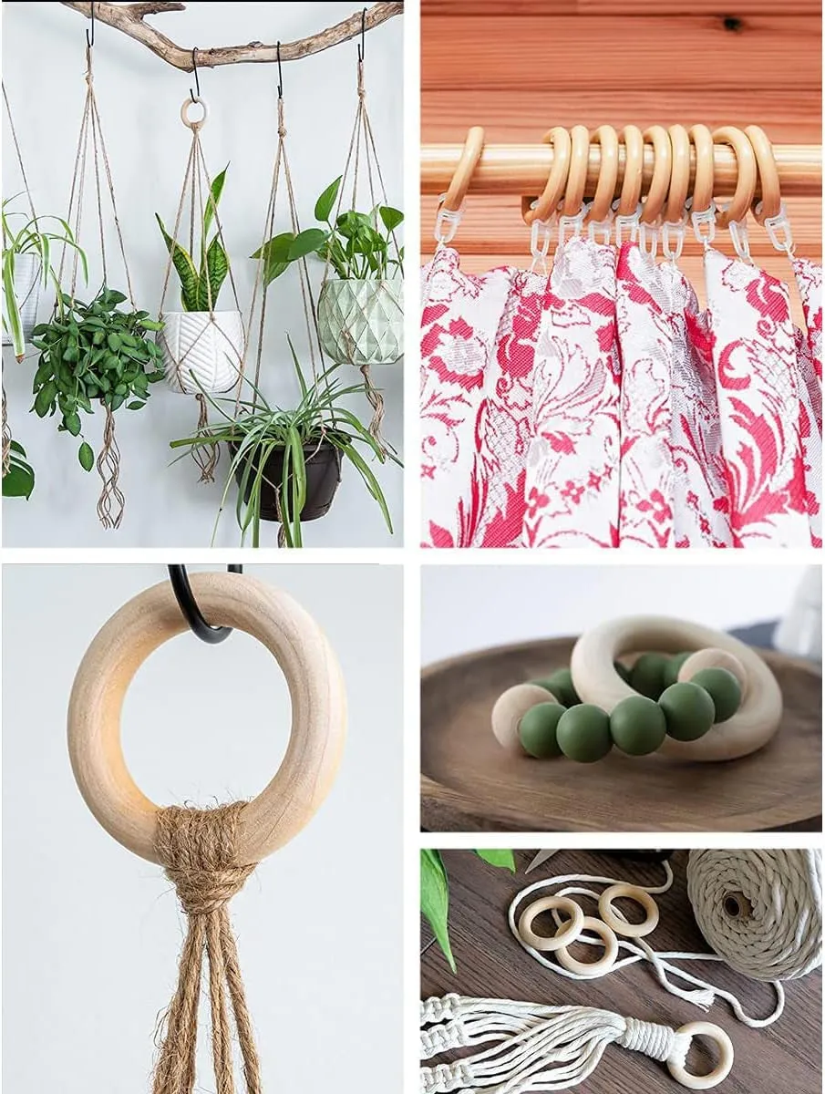 30 Pcs Wooden Rings for Craft, 55Mm/2.2Inch, Natural Wood Rings for Macrame Pendant Connectors,Jewelry Making, Decor DIY Craft