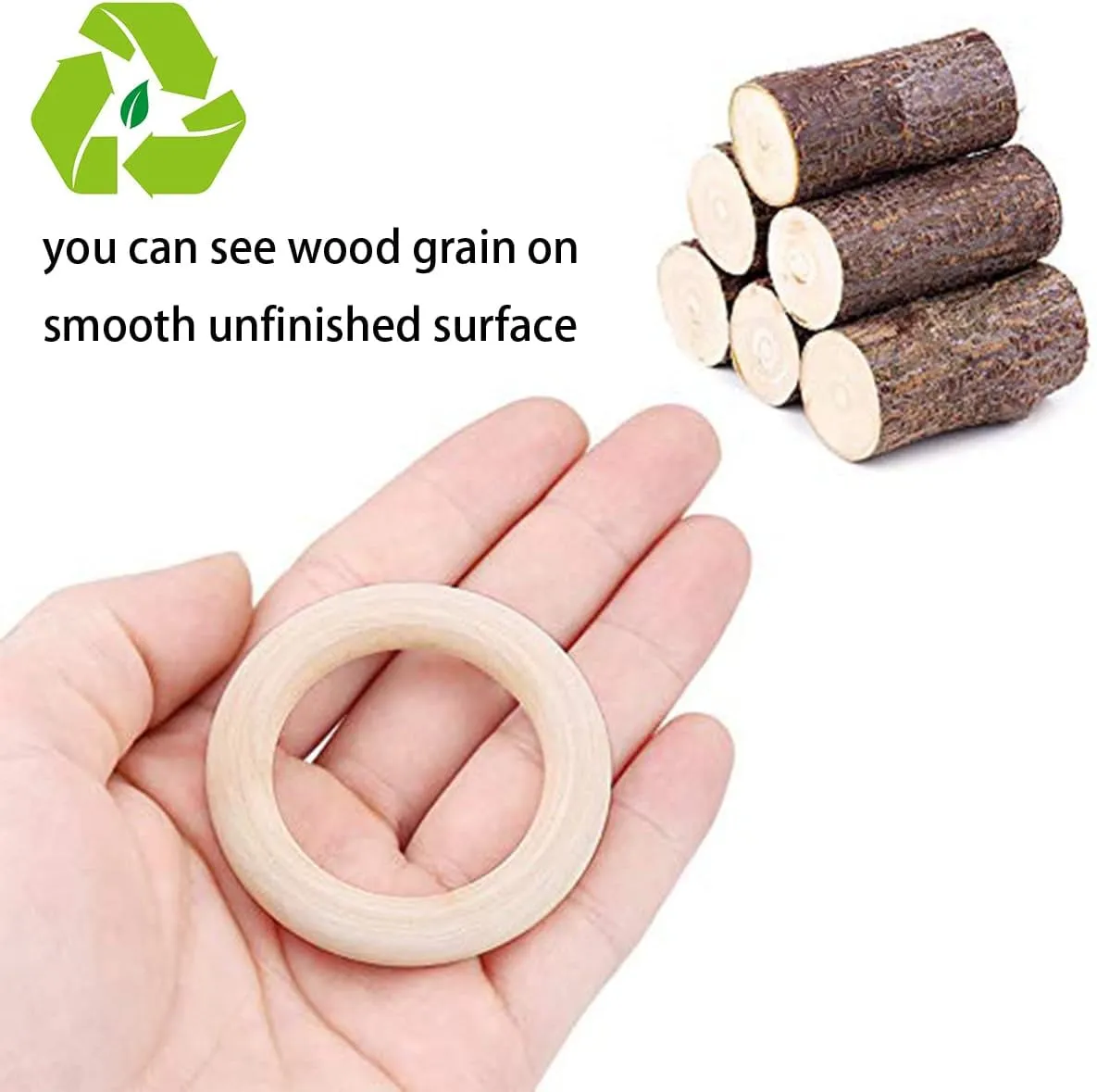 30 Pcs Wooden Rings for Craft, 55Mm/2.2Inch, Natural Wood Rings for Macrame Pendant Connectors,Jewelry Making, Decor DIY Craft
