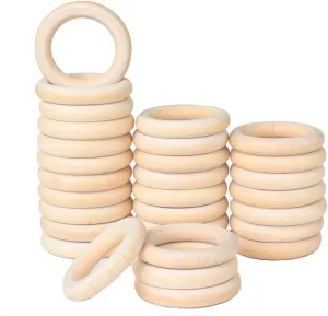 30 Pcs Wooden Rings for Craft, 55Mm/2.2Inch, Natural Wood Rings for Macrame Pendant Connectors,Jewelry Making, Decor DIY Craft