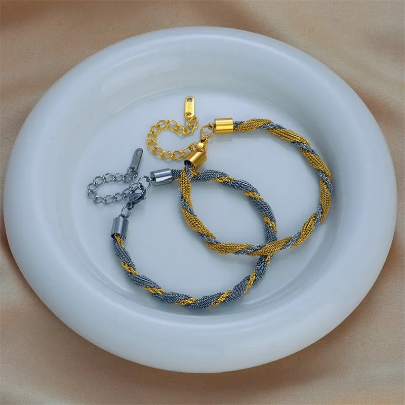 316L Stainless Steel Gold Silver Color Chains Bracelet For Women