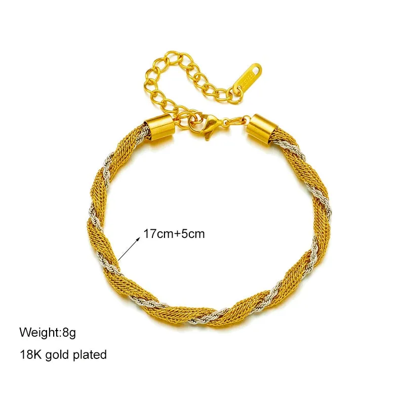 316L Stainless Steel Gold Silver Color Chains Bracelet For Women
