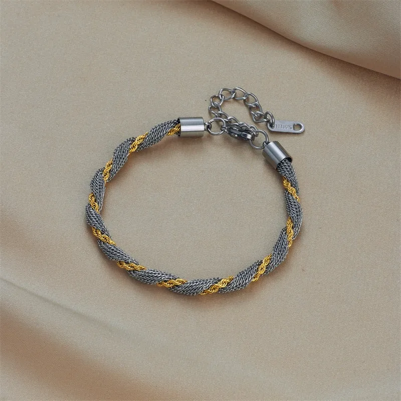 316L Stainless Steel Gold Silver Color Chains Bracelet For Women