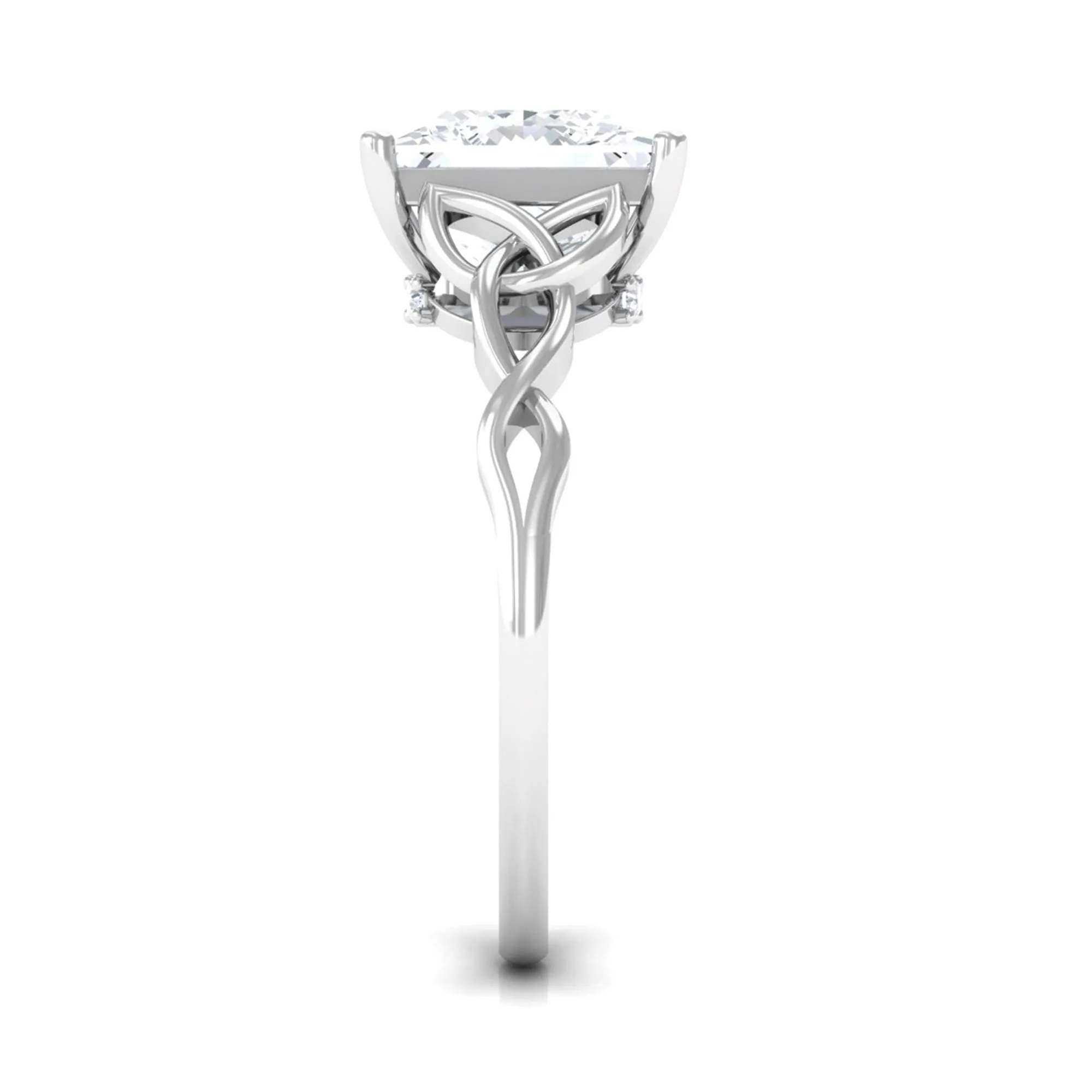 8 MM Princess Cut Moissanite Solitaire Celtic Knot Engagement Ring