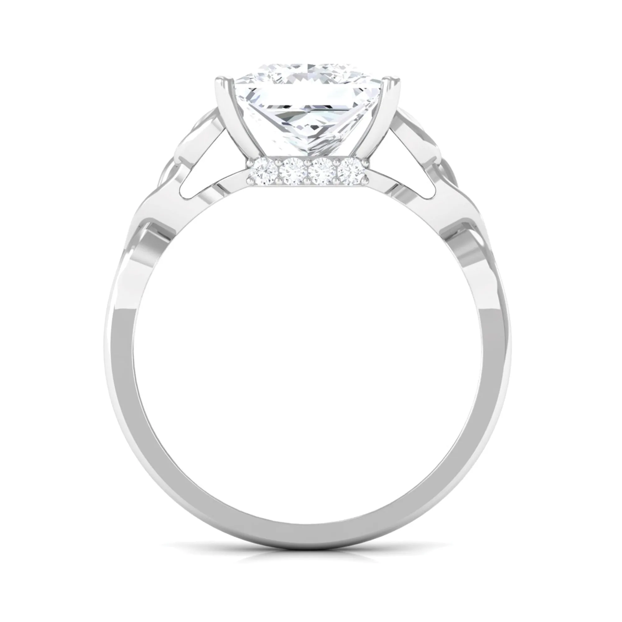 8 MM Princess Cut Moissanite Solitaire Celtic Knot Engagement Ring