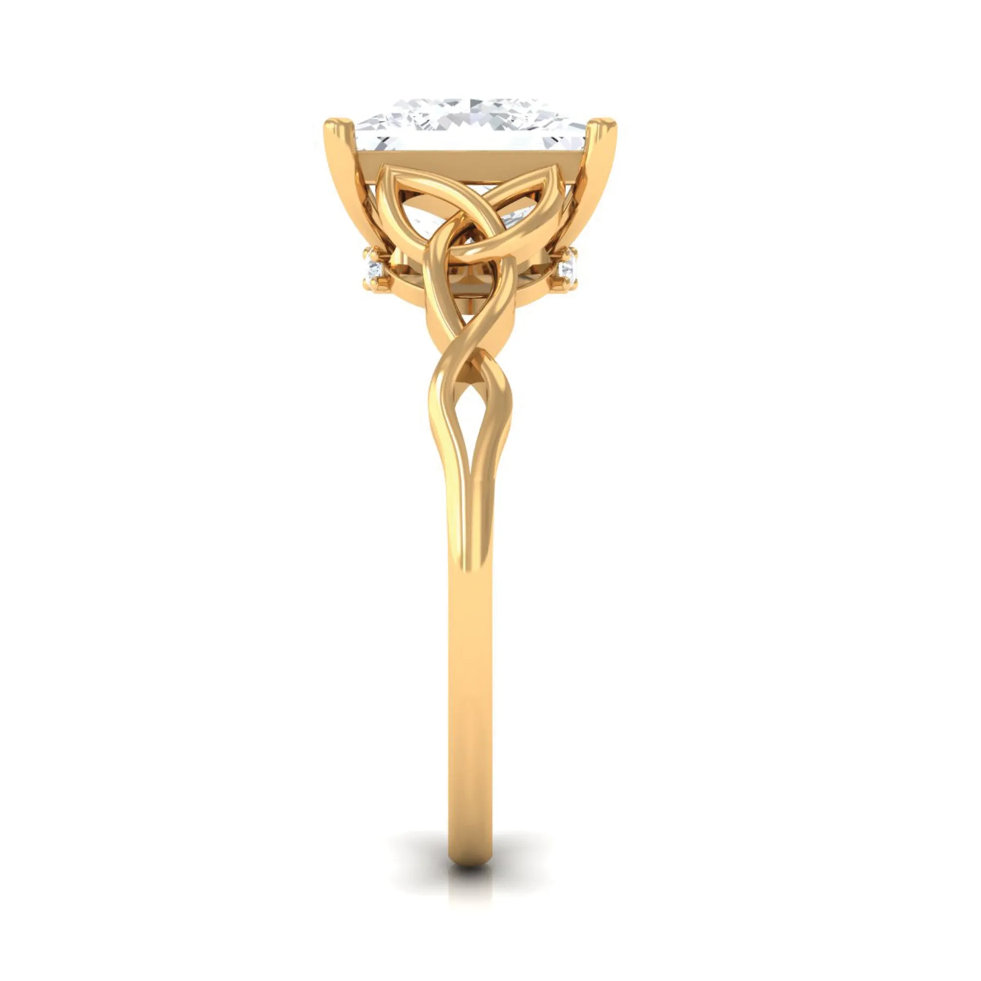 8 MM Princess Cut Moissanite Solitaire Celtic Knot Engagement Ring