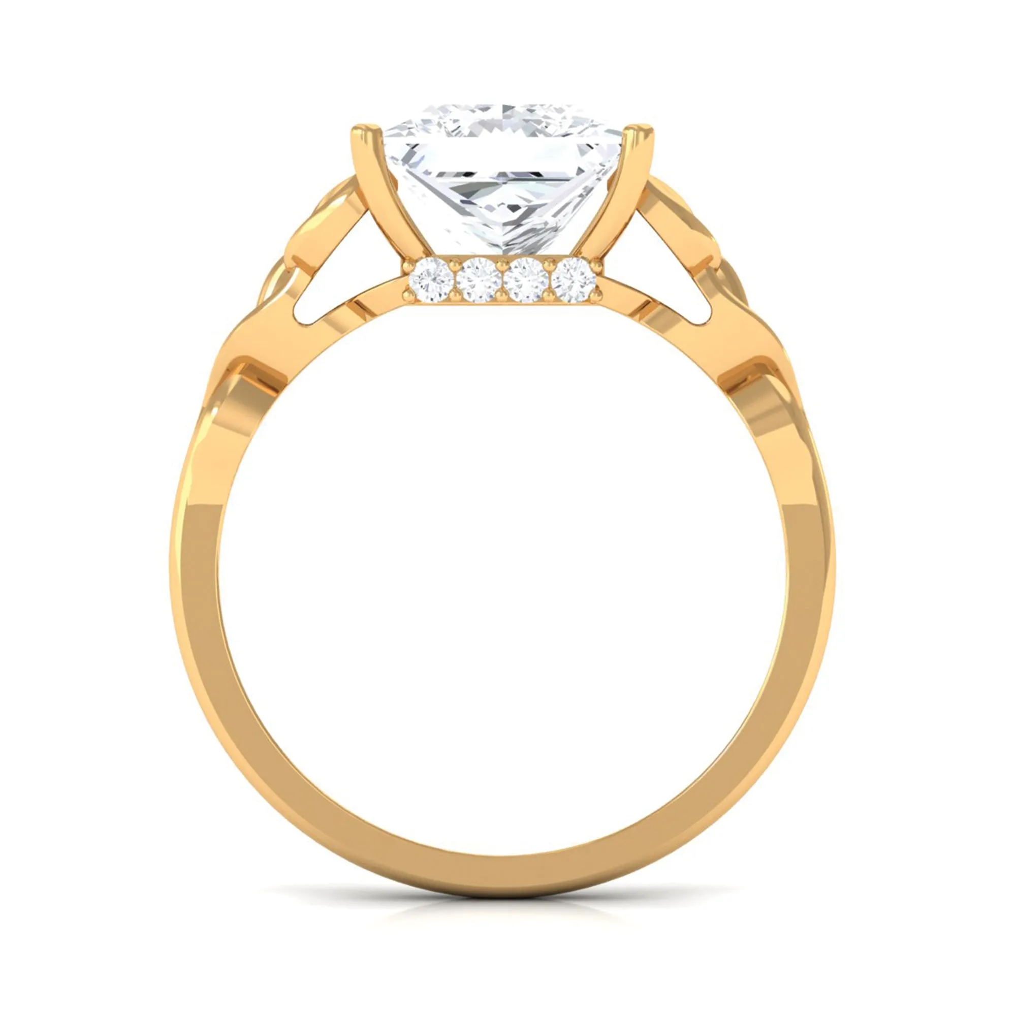 8 MM Princess Cut Moissanite Solitaire Celtic Knot Engagement Ring