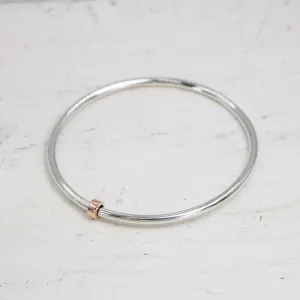 925 Silver bangle with little copper spinner - Size W6.5