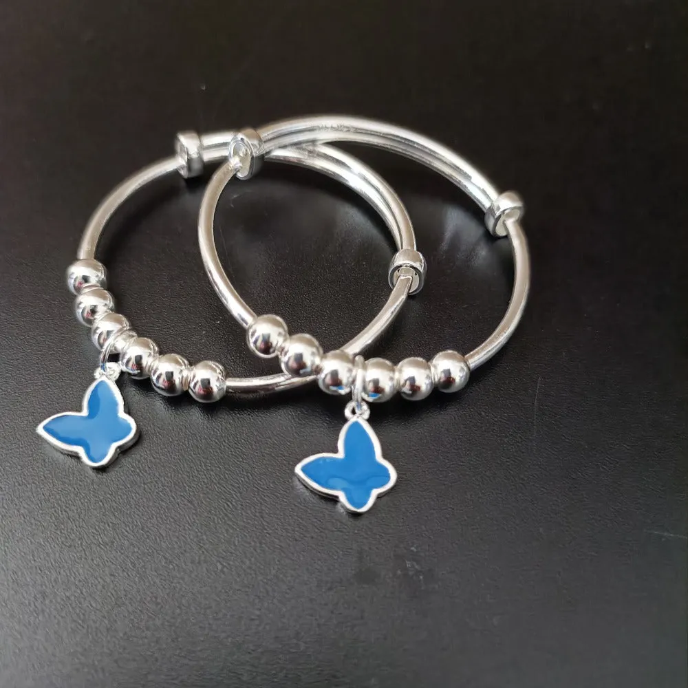 925 Silver Designer Unisex Baby Bangle Set (Design 144)