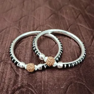 925 Silver Designer Unisex Baby Bangle Set (Design 158)