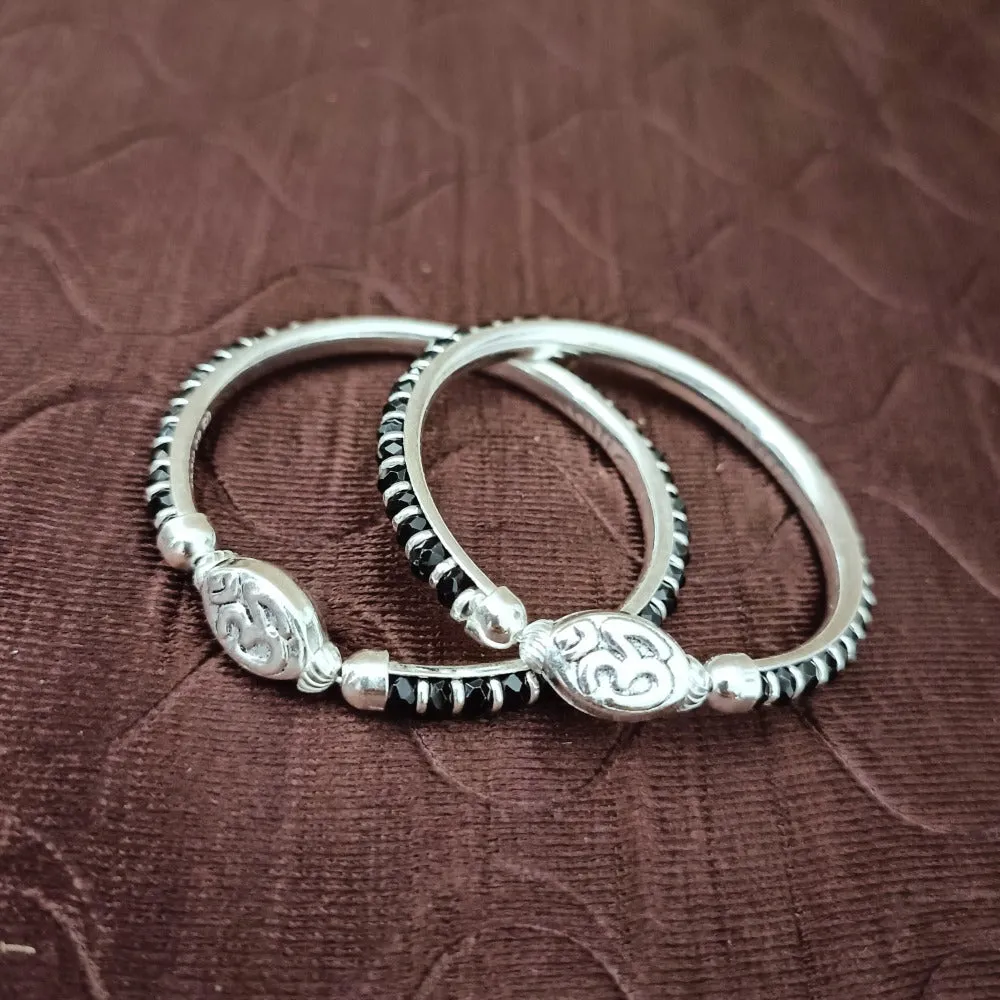 925 Silver Designer Unisex Baby Bangle Set (Design 163)