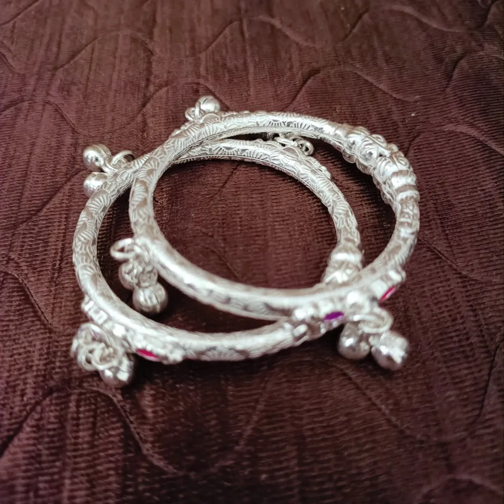 925 Silver Designer Unisex Baby Bangle Set (Design 166)