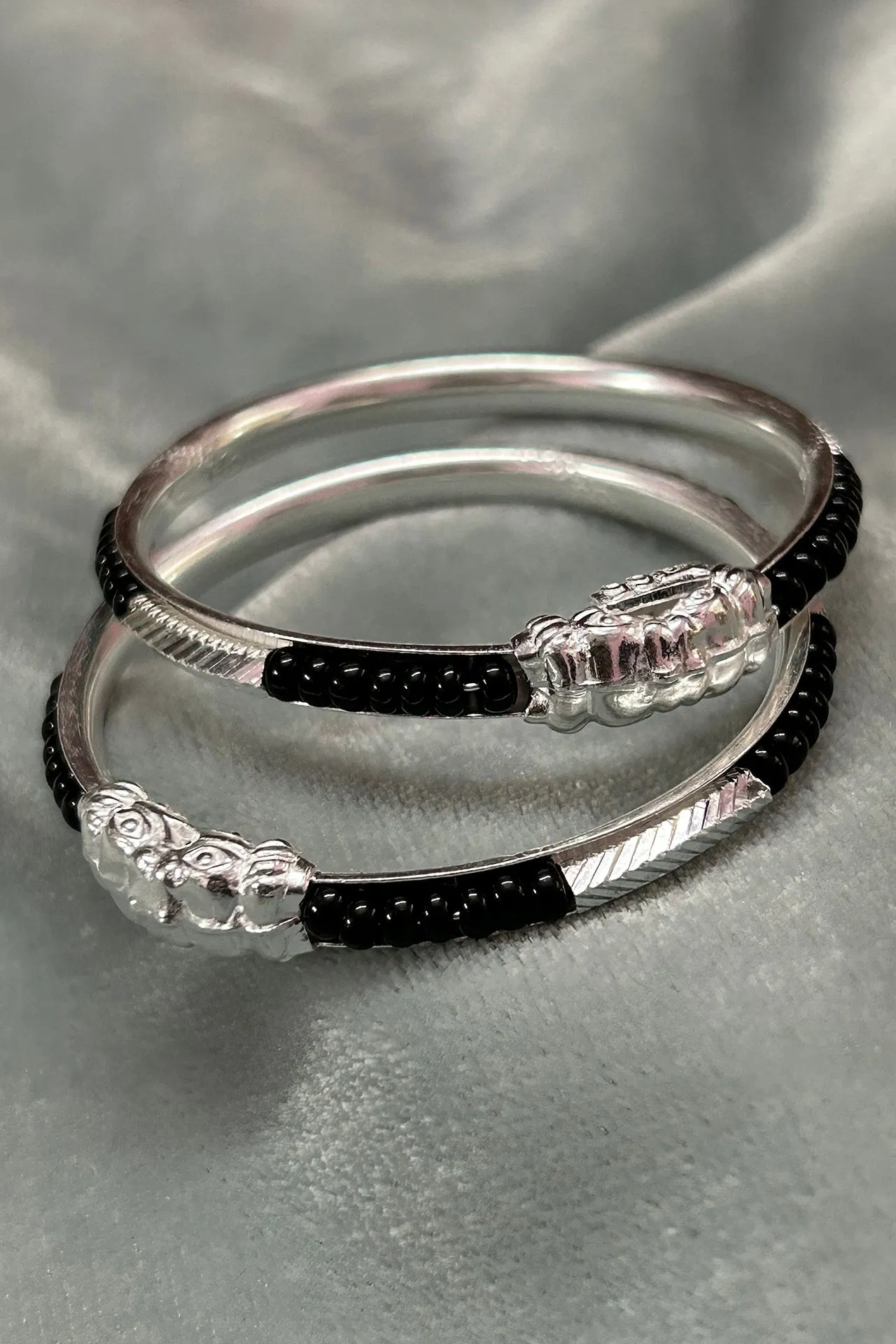 925 Silver Designer Unisex Baby Bangle Set (Design 187)