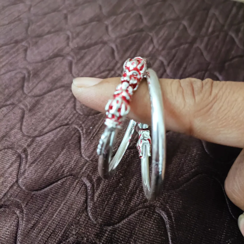 925 Silver Designer Unisex Openable Baby Bangle Set (Design 126)