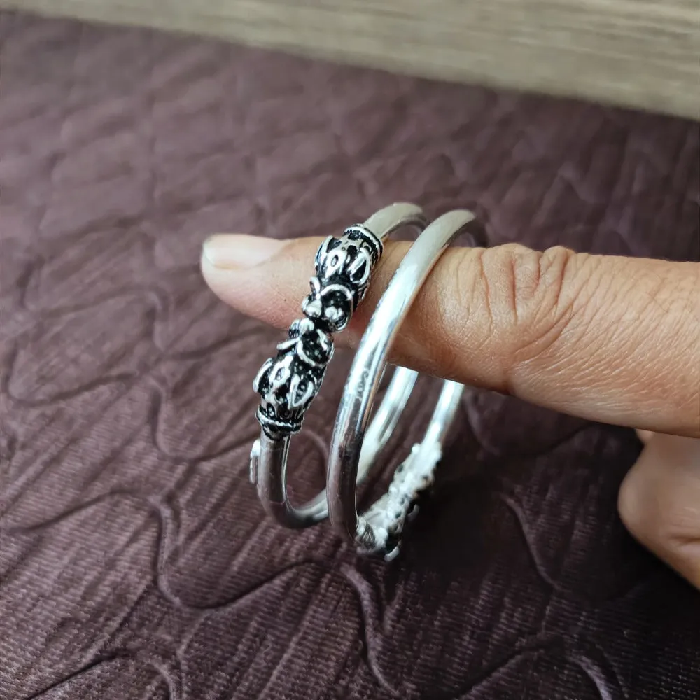 925 Silver Designer Unisex Openable Baby Bangle Set (Design 127)