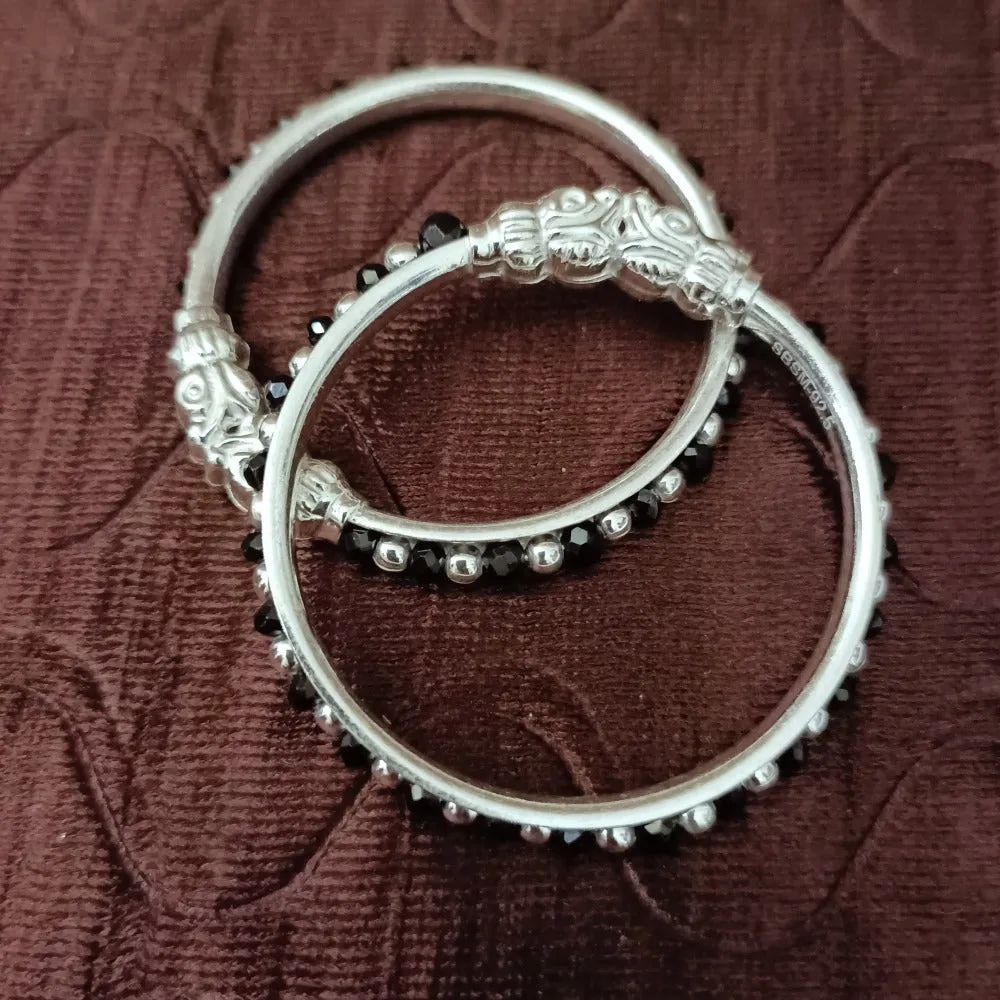 925 Silver Designer Unisex Openable Baby Bangle Set (Design 159)
