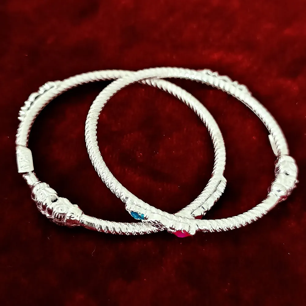 925 Silver Designer Unisex Openable Baby Bangle Set (Design 79)