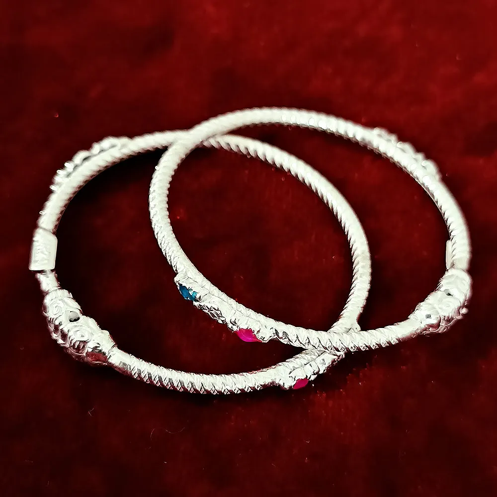 925 Silver Designer Unisex Openable Baby Bangle Set (Design 79)