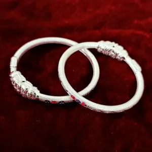 925 Silver Designer Unisex Openable Baby Bangle Set (Design 81)