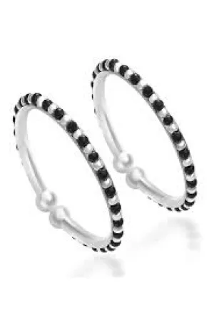 925 Silver Unisex Black beaded Baby Bangle Set (Design 1)