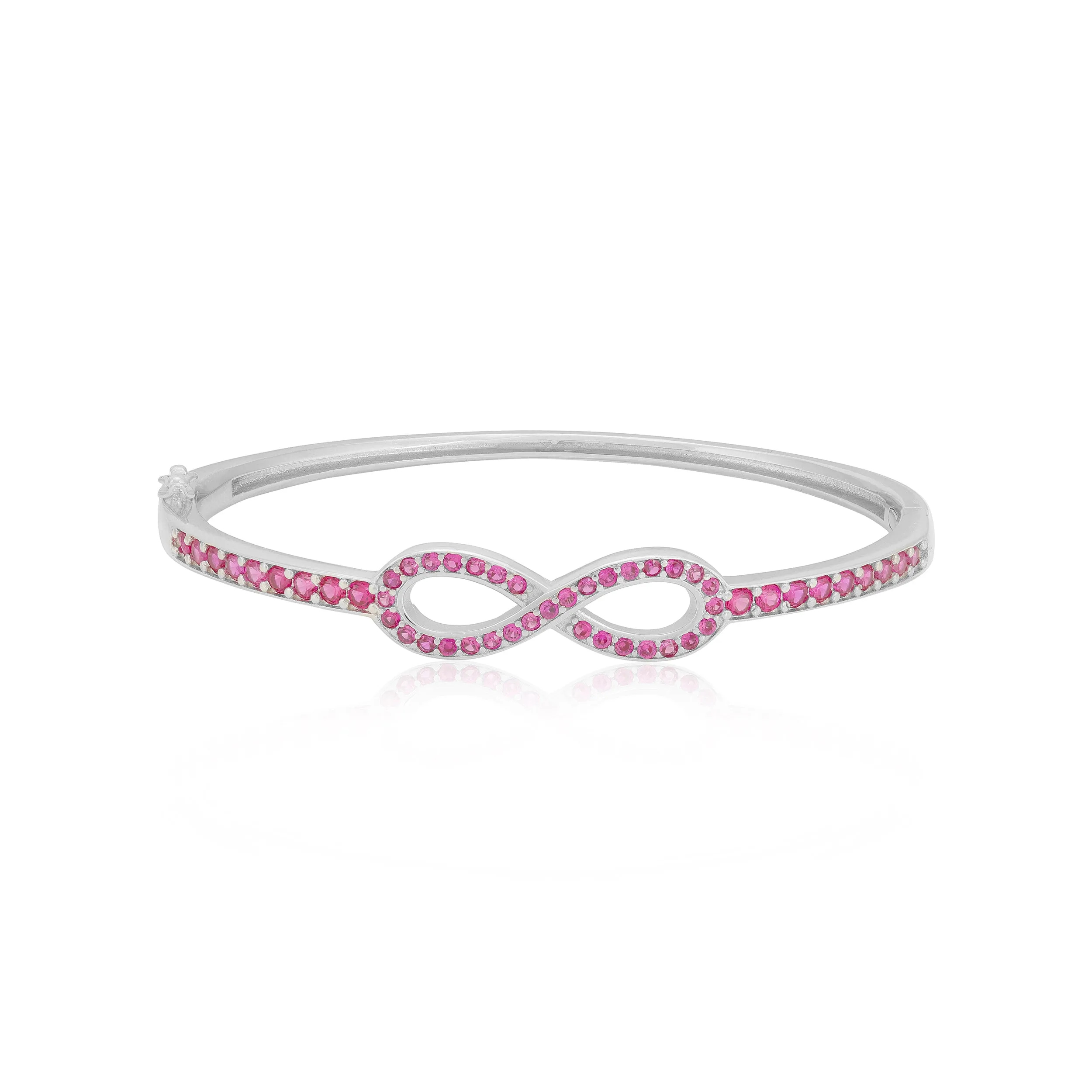 925 Sterling Silver Rhodium Plated Pink Infinity Bracelet for Women